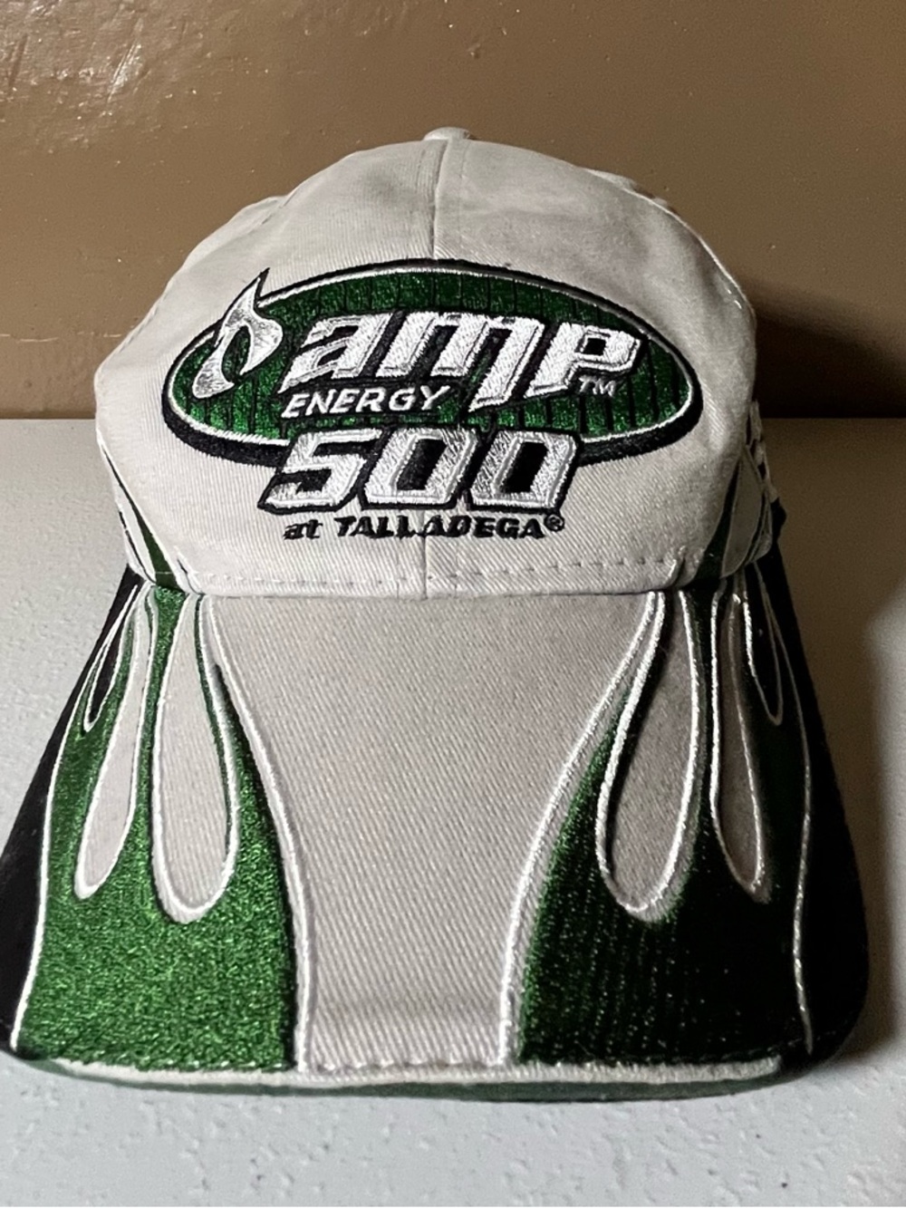 Y2K Amp Energy 500 at Talladega White & Green Embroidered Hat
